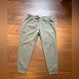 Figs Olive Jogger Sweatpants with Rust Drawcord